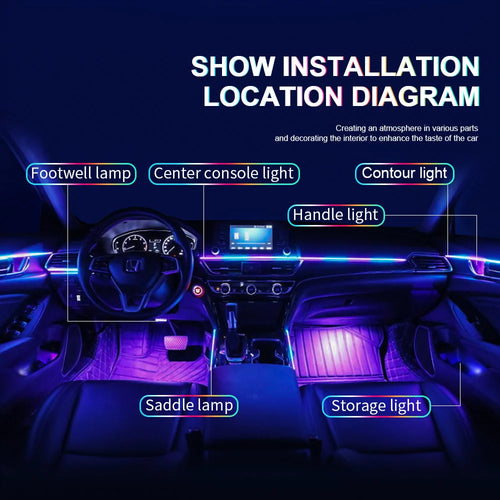 6/10/14/18 in 1 Led Acrylic Car Ambient Light RGB 213color Symphony Streamer Atmosphere Interior Center Console Modification Kit